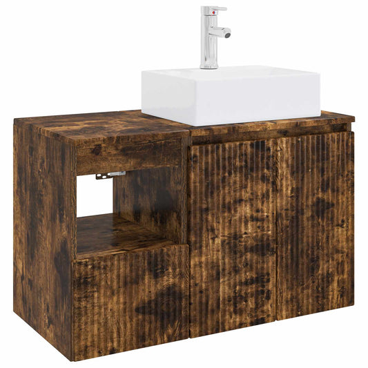 Bathroom Furniture Set 2 pcs Smoked Oak Engineered Wood Bathroom Furniture Set 2 pcs Smoked Oak Engineered Wood