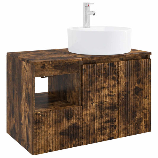 Bathroom Furniture Set 2 pcs Smoked Oak Engineered Wood Bathroom Furniture Set 2 pcs Smoked Oak Engineered Wood