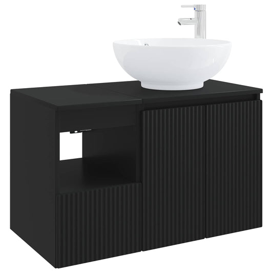 Bathroom Furniture Set 2 pcs Black Engineered Wood Bathroom Furniture Set 2 pcs Black Engineered Wood