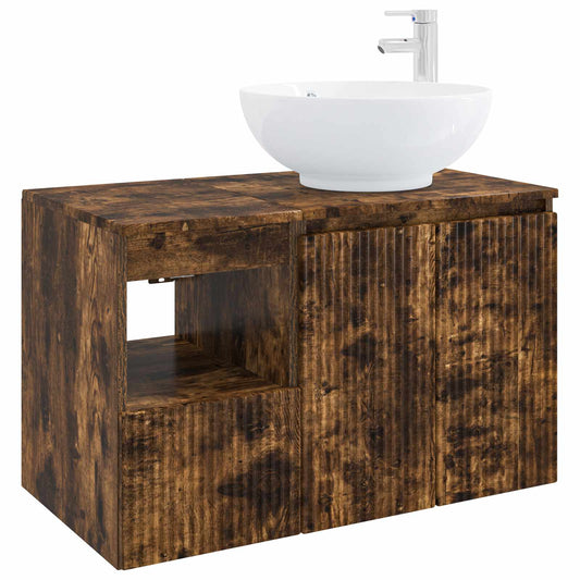 Bathroom Furniture Set 2 pcs Smoked Oak Engineered Wood Bathroom Furniture Set 2 pcs Smoked Oak Engineered Wood