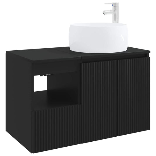 Bathroom Furniture Set 2 pcs Black Engineered Wood Bathroom Furniture Set 2 pcs Black Engineered Wood