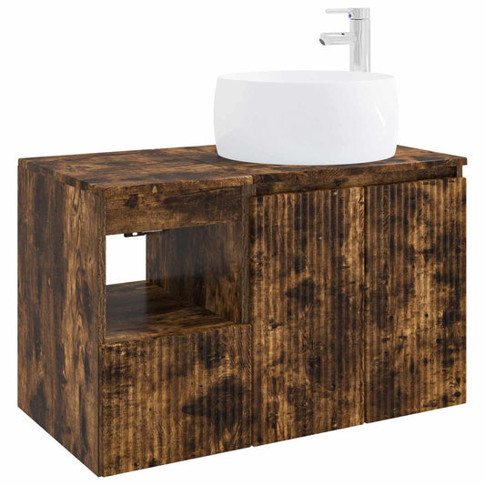 Bathroom Furniture Set 2 pcs Smoked Oak Engineered Wood Bathroom Furniture Set 2 pcs Smoked Oak Engineered Wood