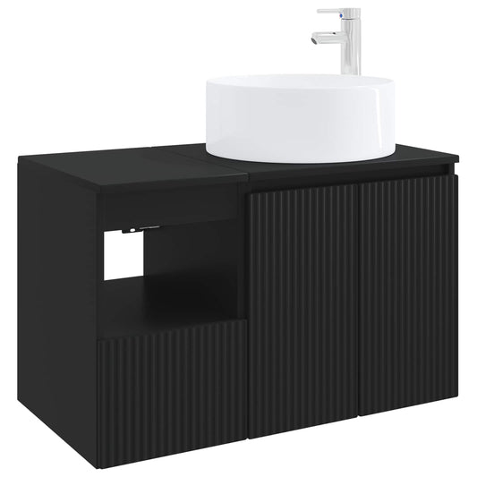 Bathroom Furniture Set 2 pcs Black Engineered Wood Bathroom Furniture Set 2 pcs Black Engineered Wood