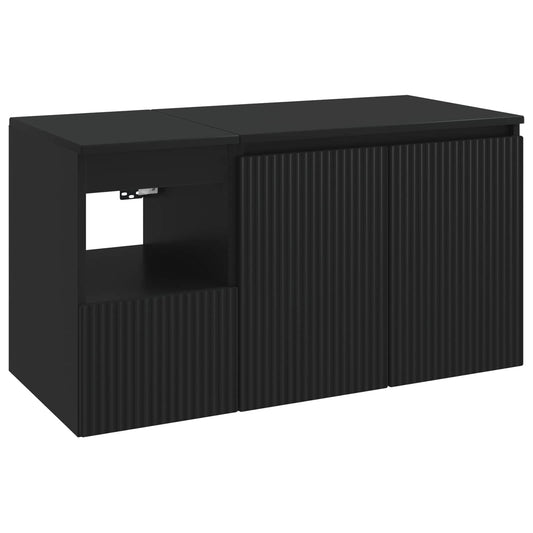 Bathroom Furniture Set 2 pcs Black Engineered Wood Bathroom Furniture Set 2 pcs Black Engineered Wood