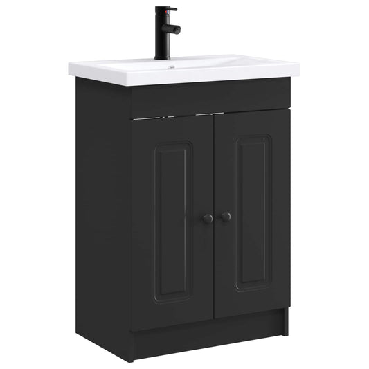 Bathroom Furniture Set Black 56 x 37.5 x 81 cm Engineered Wood Bathroom Furniture Set Black 56 x 37.5 x 81 cm Engineered Wood