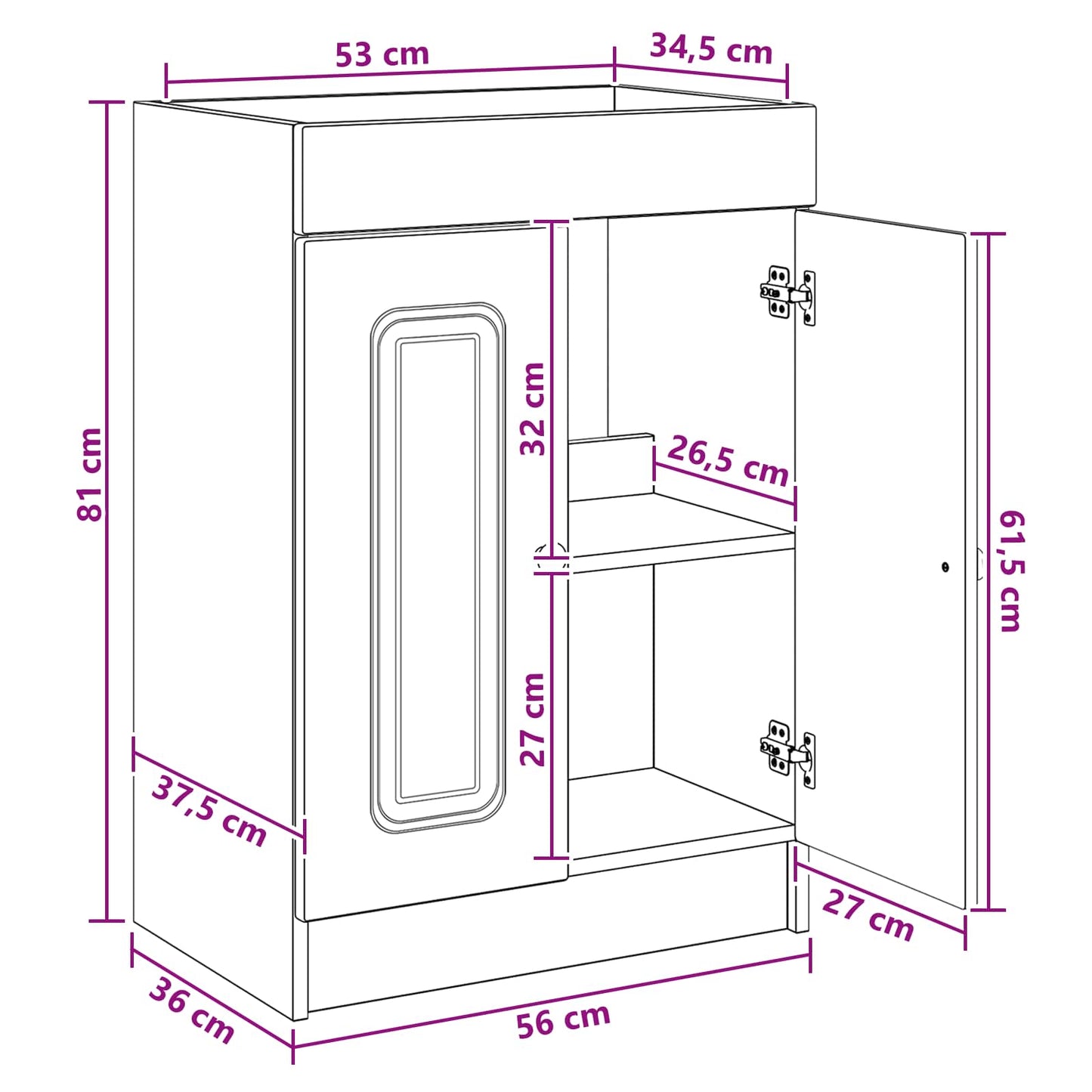 Bathroom Furniture Set Black 56 x 37.5 x 81 cm Engineered Wood