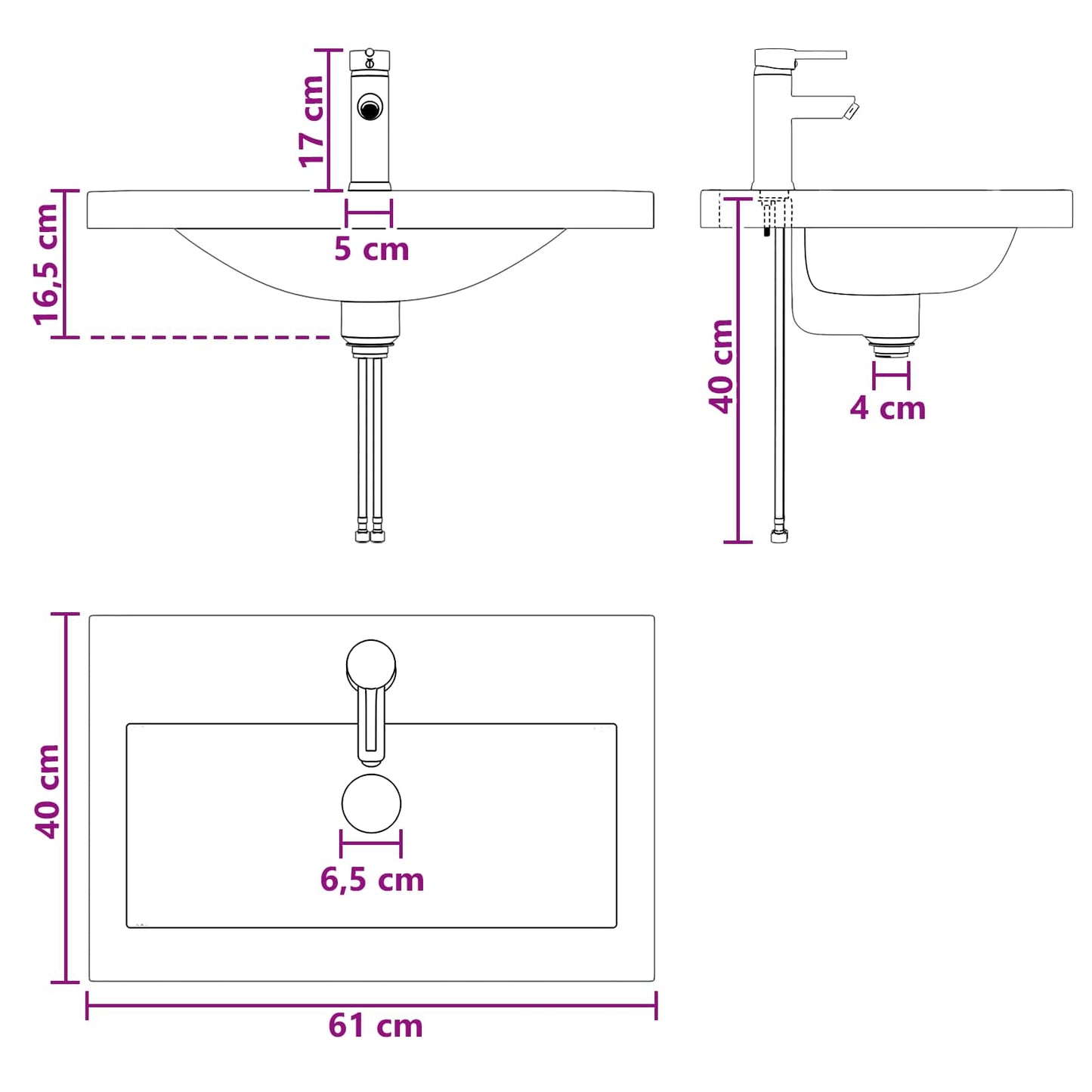 Bathroom Furniture Set Sonoma Oak 56 x 37.5 x 81 cm