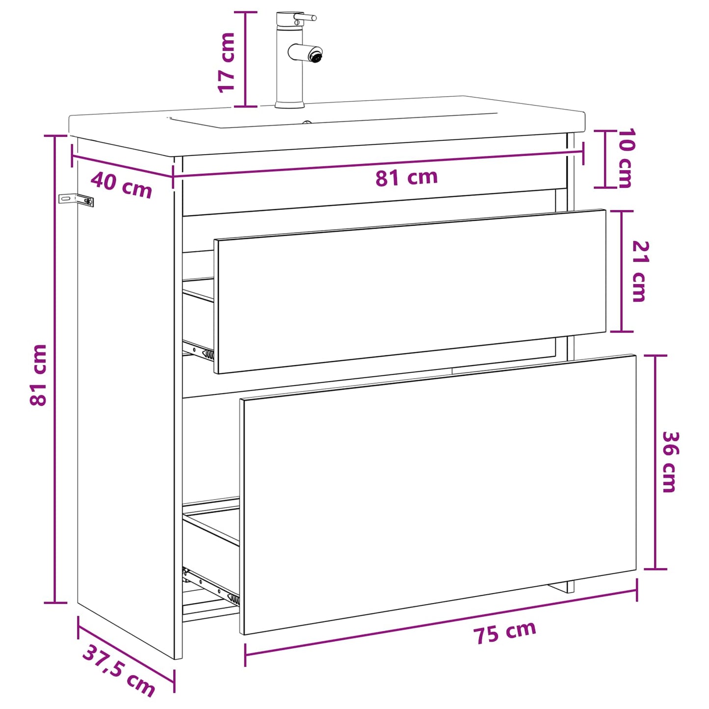 Bathroom Furniture Set Concrete Grey 81 x 40 x 84.5 cm