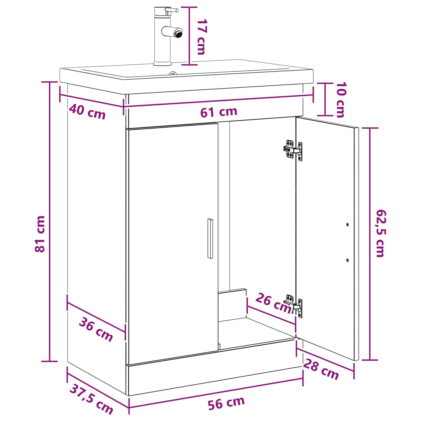 Bathroom Furniture Set White 61 x 40 x 84.5 cm Engineered Wood