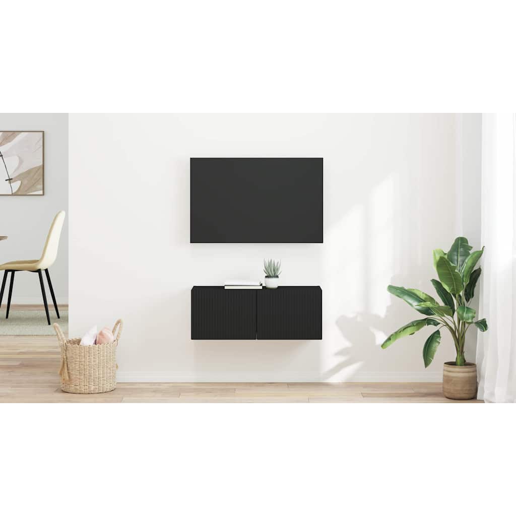 TV Wall Cabinet 2 pcs Black 39 x 31 x 29.5 cm Engineered Wood