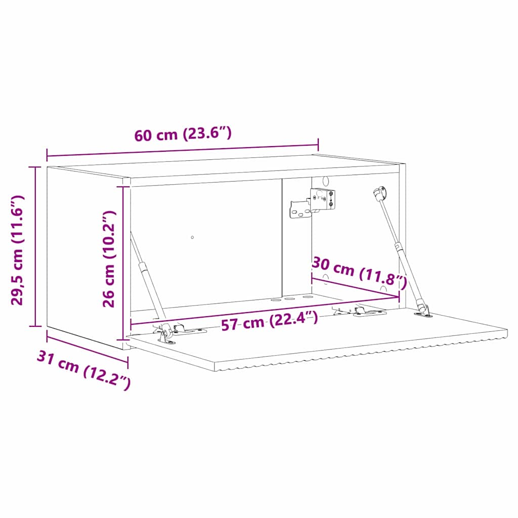 TV Wall Cabinet White 60 x 31 x 29.5 cm Engineered Wood