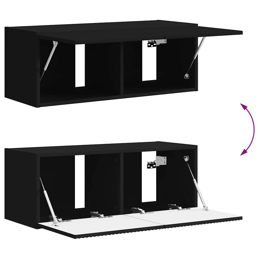 TV Wall Cabinet Black 78.5 x 31 x 29.5 cm Engineered Wood