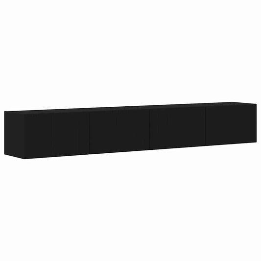 TV Wall Cabinet 2 pcs Black Engineered Wood TV Wall Cabinet 2 pcs Black Engineered Wood
