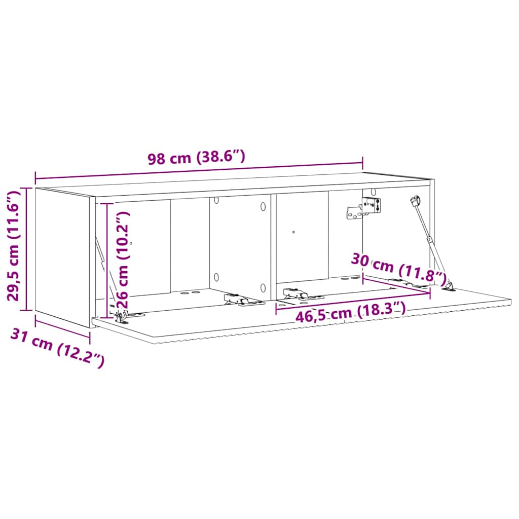 TV Wall Cabinet Old Wood 98 x 31 x 29.5 cm Engineered Wood