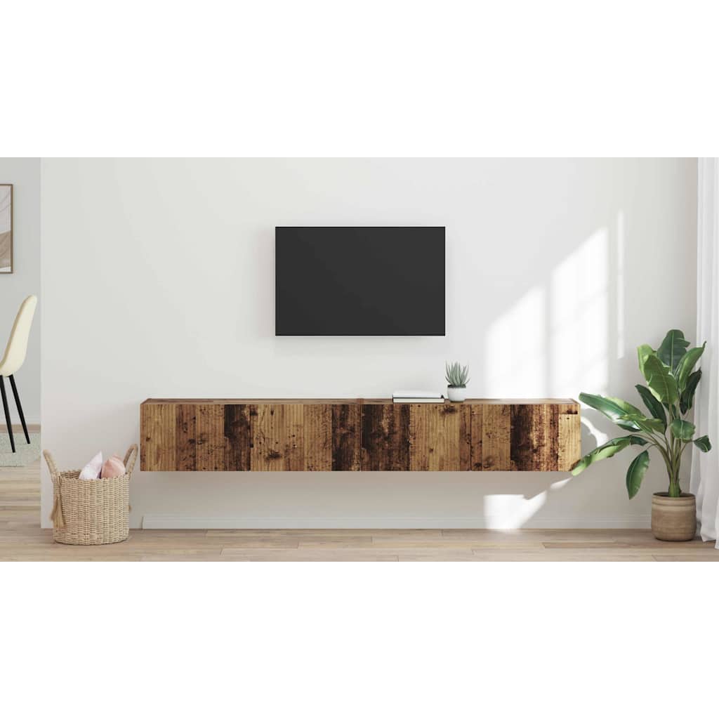 TV Wall Cabinet Wall-mounted 2 pcs Old Wood 98 x 31 x 29.5 cm