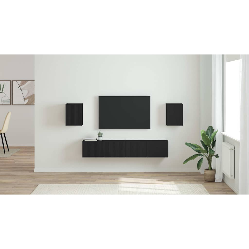 TV Wall Cabinet 2 pcs Black 30 x 31 x 40 cm Engineered Wood