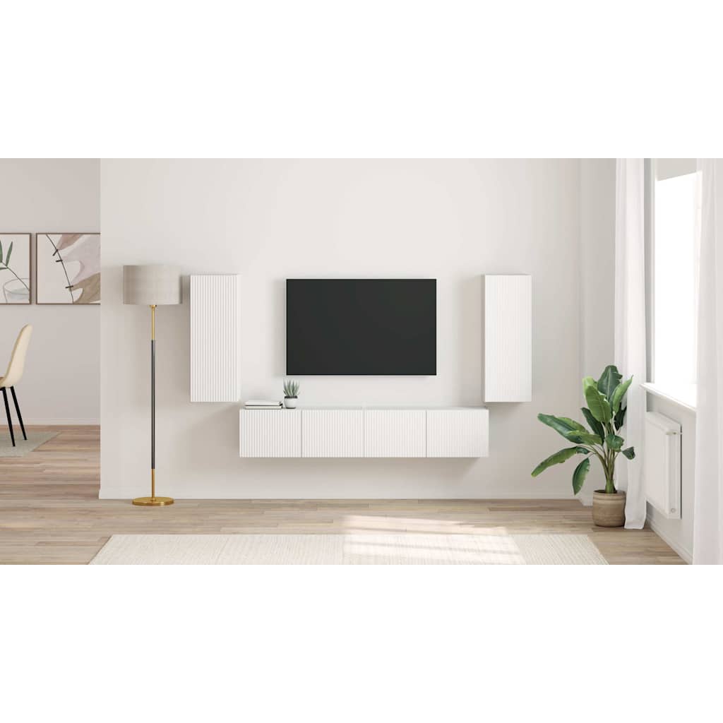 TV Wall Cabinet 2 pcs White 30 x 31 x 80 cm Engineered Wood