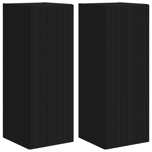 TV Wall Cabinet 2 pcs Black 30 x 31 x 80 cm Engineered Wood TV Wall Cabinet 2 pcs Black 30 x 31 x 80 cm Engineered Wood