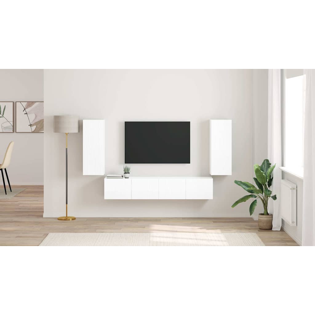 TV Wall Cabinet Wall-mounted 2 pcs Gloss White 30 x 31 x 80 cm