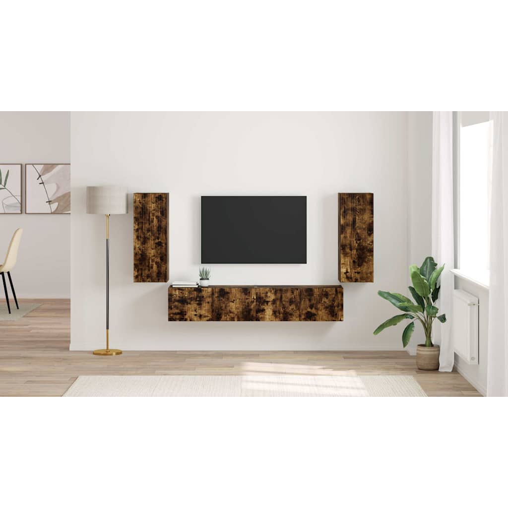 TV Wall Cabinet Wall-mounted 2 pcs Smoked Oak 30 x 31 x 80 cm