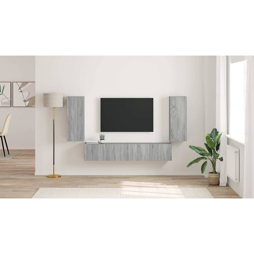 TV Wall Cabinet Wall-mounted 2 pcs Grey Sonoma 30 x 31 x 80 cm