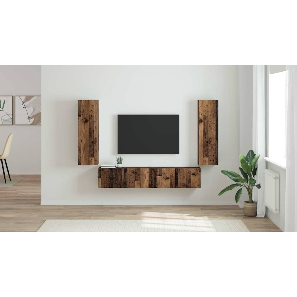 TV Wall Cabinet 2 pcs Old Wood 30 x 31 x 100 cm Engineered Wood