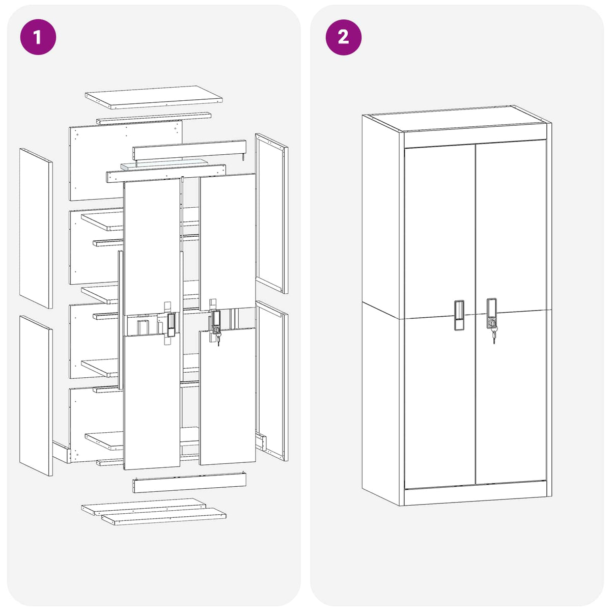 Storage Cabinet White 60 x 40 x 140 cm Steel