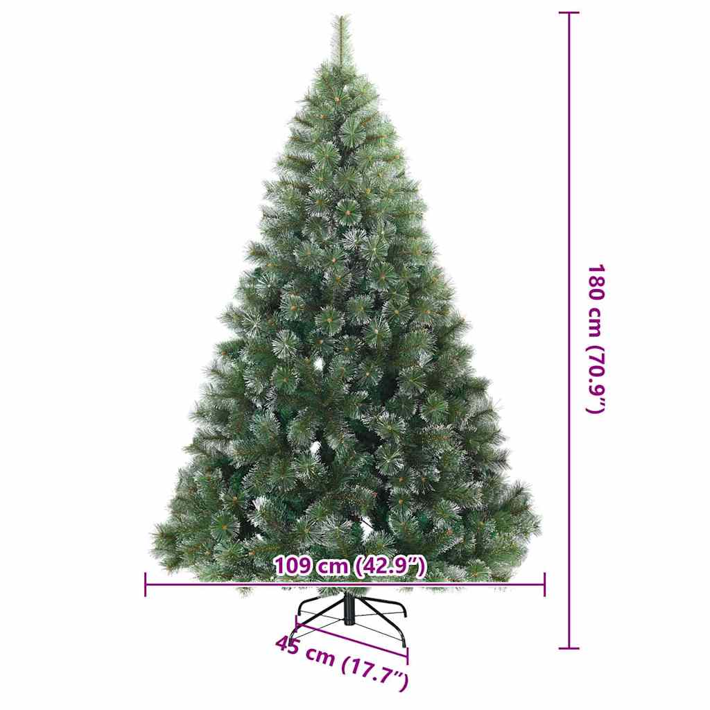 Artificial Hinged Christmas Tree Snow Flocked Green 180 cm