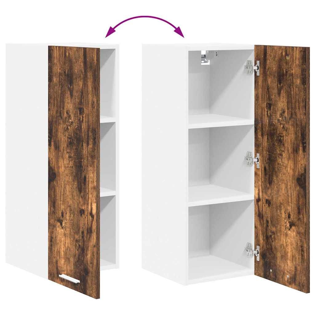 Hanging Cabinet with Door Smoked Oak and White 30 x 31 x 80 cm