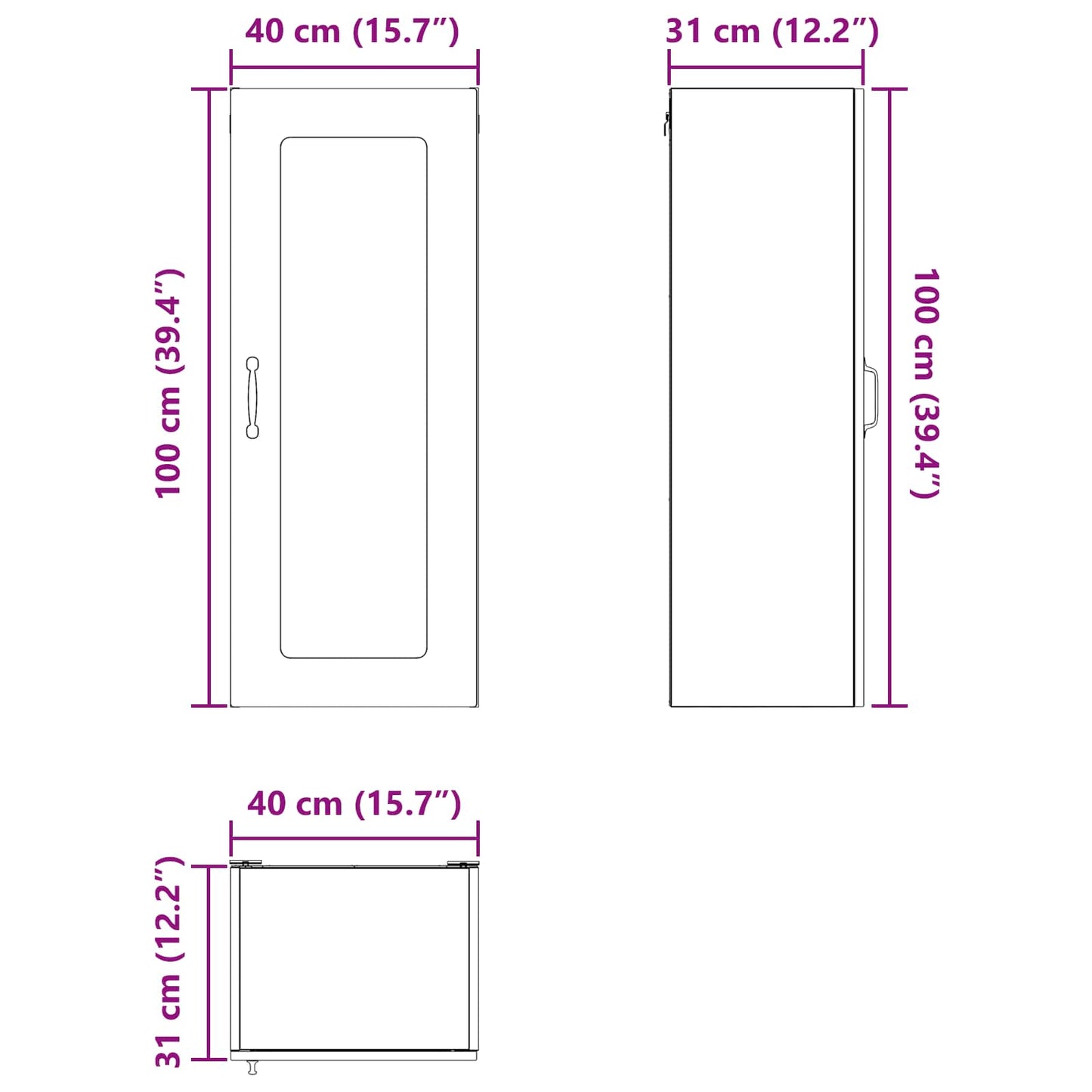 Dishwasher Panel Kalmar Old Wood 40 x 31 x 100 cm