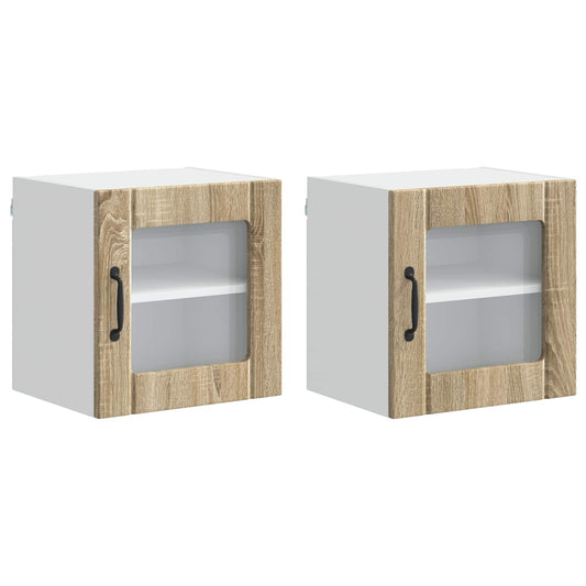 Wall Glass Cabinet LUCCA 2 pcs Sonoma Oak Engineered Wood Wall Glass Cabinet LUCCA 2 pcs Sonoma Oak Engineered Wood