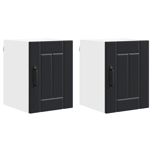 Wall Cabinet LUCCA 2 pcs Black 30 x 31 x 40 cm Engineered Wood Wall Cabinet LUCCA 2 pcs Black 30 x 31 x 40 cm Engineered Wood