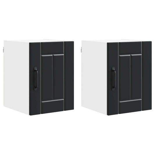 Wall Cabinet LUCCA 2 pcs Black Engineered Wood Wall Cabinet LUCCA 2 pcs Black Engineered Wood