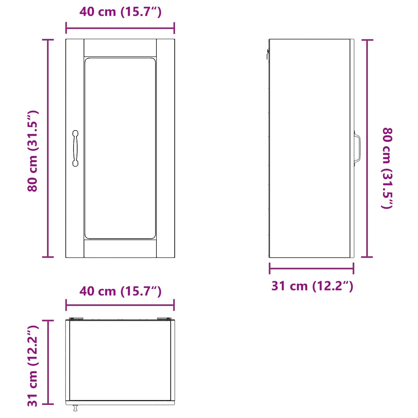 Wall Glass Cabinet LUCCA 2 pcs Sonoma Oak 40 x 31 x 80 cm