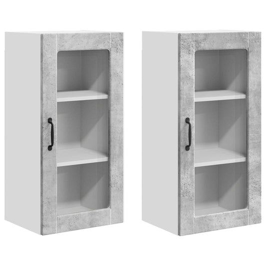 Wall Glass Cabinet LUCCA 2 pcs Concrete Grey Engineered Wood Wall Glass Cabinet LUCCA 2 pcs Concrete Grey Engineered Wood