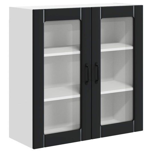 Wall Glass Cabinet LUCCA Black 80 x 31 x 80 cm Engineered Wood Wall Glass Cabinet LUCCA Black 80 x 31 x 80 cm Engineered Wood