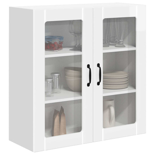 Wall Glass Cabinet LUCCA High Gloss White 80 x 31 x 80 cm Wall Glass Cabinet LUCCA High Gloss White 80 x 31 x 80 cm