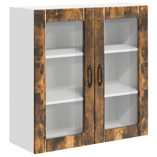 Wall Glass Cabinet LUCCA Smoked Oak 80 x 31 x 80 cm Wall Glass Cabinet LUCCA Smoked Oak 80 x 31 x 80 cm