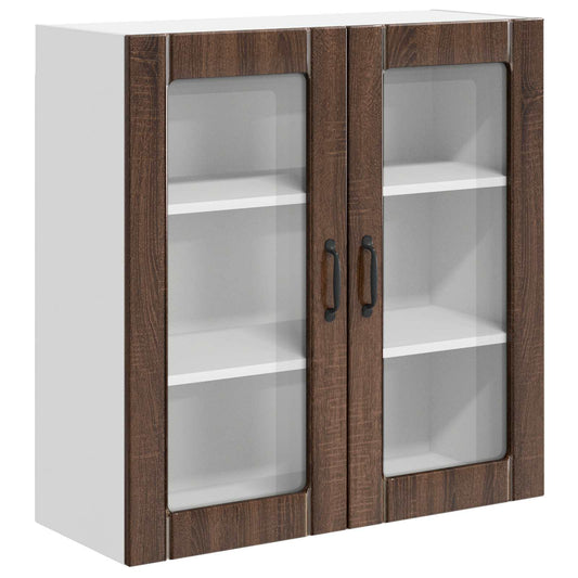 Wall Glass Cabinet LUCCA Brown Oak 80 x 31 x 80 cm Wall Glass Cabinet LUCCA Brown Oak 80 x 31 x 80 cm