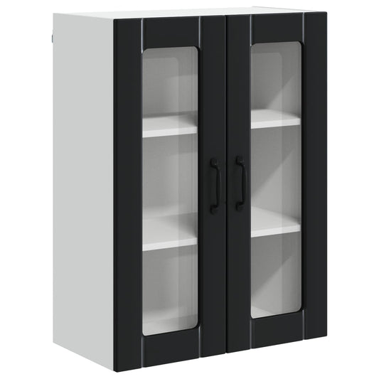 Wall Glass Cabinet LUCCA Black 60 x 31 x 80 cm Engineered Wood Wall Glass Cabinet LUCCA Black 60 x 31 x 80 cm Engineered Wood