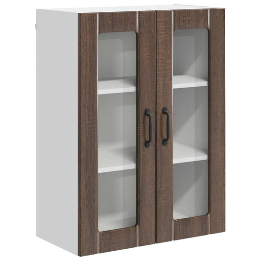 Wall Glass Cabinet LUCCA Brown Oak 60 x 31 x 80 cm Wall Glass Cabinet LUCCA Brown Oak 60 x 31 x 80 cm