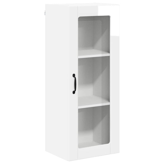 Wall Glass Cabinet LUCCA High Gloss White 40 x 31 x 100 cm Wall Glass Cabinet LUCCA High Gloss White 40 x 31 x 100 cm