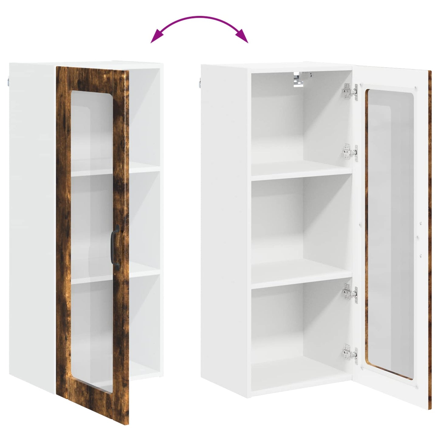 Wall Glass Cabinet LUCCA Smoked Oak 40 x 31 x 100 cm