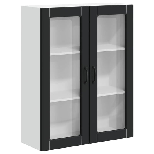Wall Glass Cabinet LUCCA Black 80 x 31 x 100 cm Engineered Wood Wall Glass Cabinet LUCCA Black 80 x 31 x 100 cm Engineered Wood