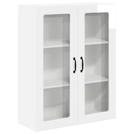 Wall Glass Cabinet LUCCA High Gloss White 80 x 31 x 100 cm Wall Glass Cabinet LUCCA High Gloss White 80 x 31 x 100 cm