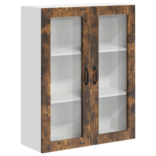 Wall Glass Cabinet LUCCA Smoked Oak 80 x 31 x 100 cm Wall Glass Cabinet LUCCA Smoked Oak 80 x 31 x 100 cm