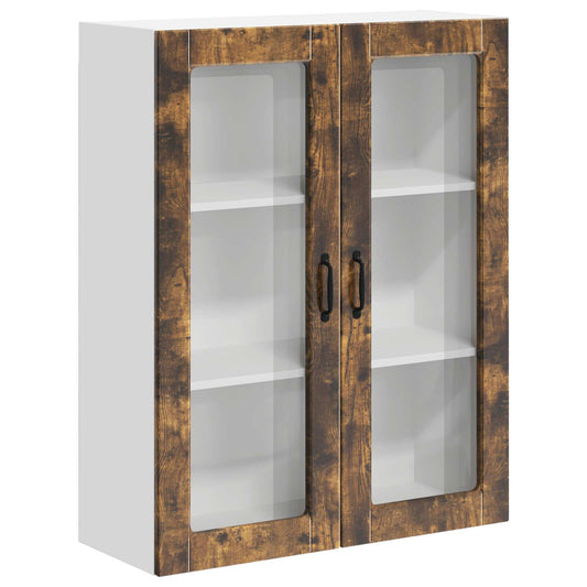 Wall Glass Cabinet LUCCA Smoked Oak 80 x 31 x 100 cm Wall Glass Cabinet LUCCA Smoked Oak 80 x 31 x 100 cm