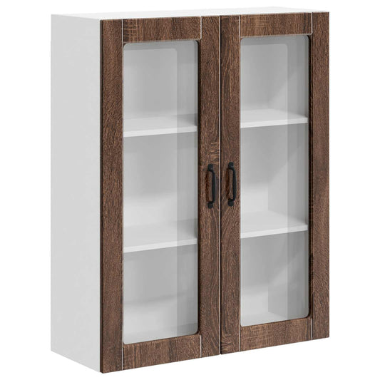 Wall Glass Cabinet LUCCA Brown Oak 80 x 31 x 100 cm Wall Glass Cabinet LUCCA Brown Oak 80 x 31 x 100 cm