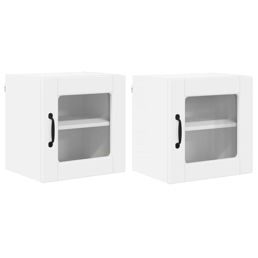 Wall Glass Cabinet PORTO 2 pcs White Engineered Wood Wall Glass Cabinet PORTO 2 pcs White Engineered Wood