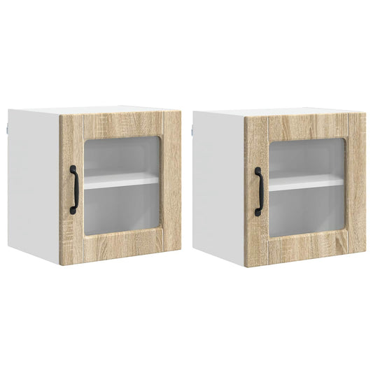 Wall Glass Cabinet PORTO 2 pcs Sonoma Oak Engineered Wood Wall Glass Cabinet PORTO 2 pcs Sonoma Oak Engineered Wood